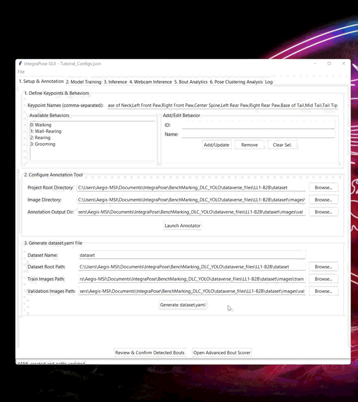 GIF demonstrating saving the dataset YAML file