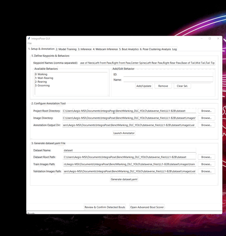 GIF demonstrating saving project configurations